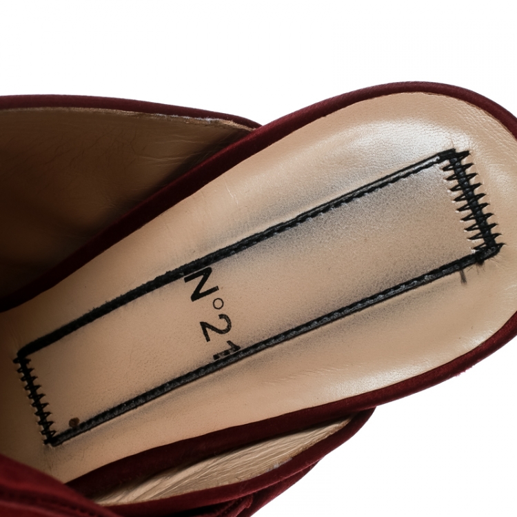 Pre Owned N°21 Burgundy Satin Ronny Pleated Mules Size 39