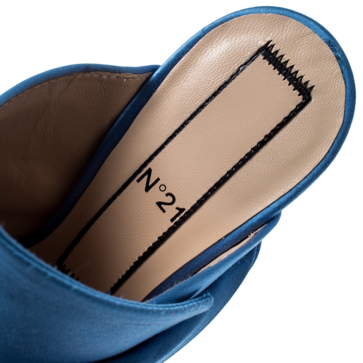 Pre Owned N°21 Blue Satin Ronny Pleated Mules Size 37