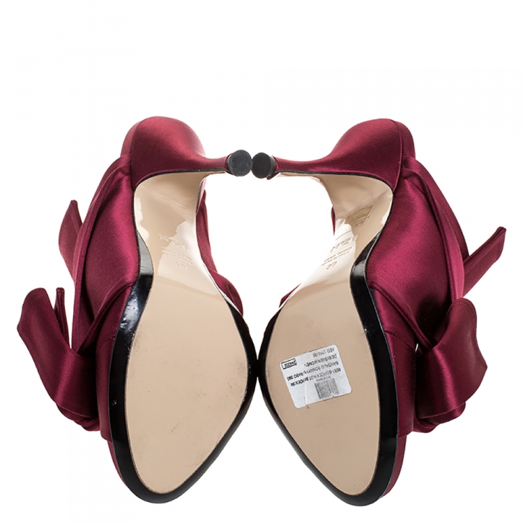 Pre Owned N°21 Burgundy Satin Ronny Pleated Mules Size 39