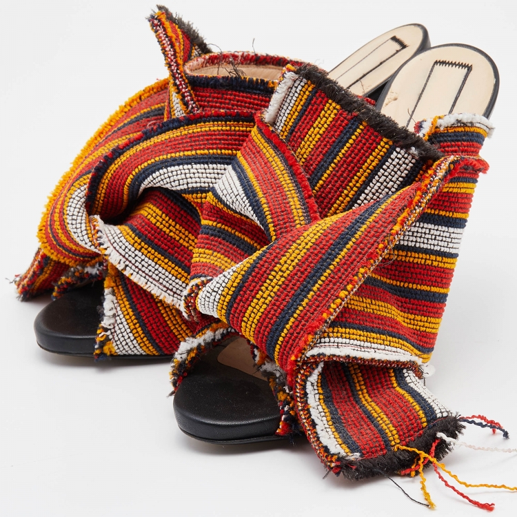 Pre Owned N21 Multicolor Fabric Raso Knot Open Toe Mules Size 41