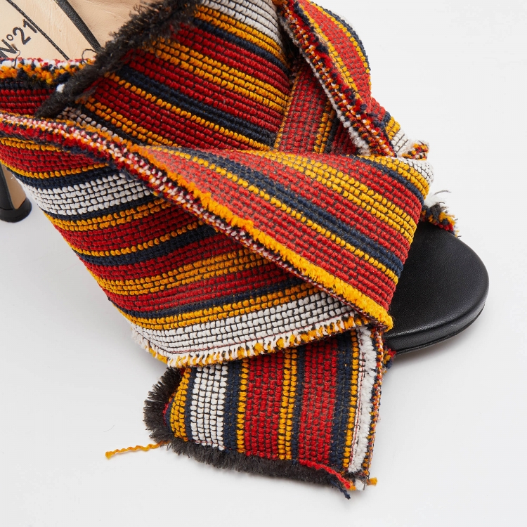 Pre Owned N21 Multicolor Fabric Raso Knot Open Toe Mules Size 41