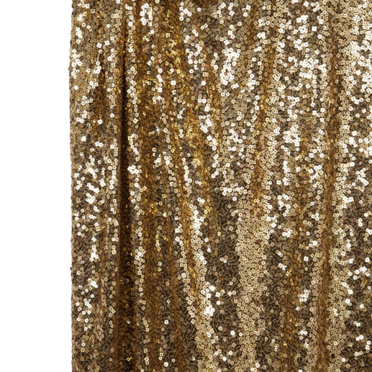 Pre Owned Naeem Khan Gold Sequin Embellished Gown L
