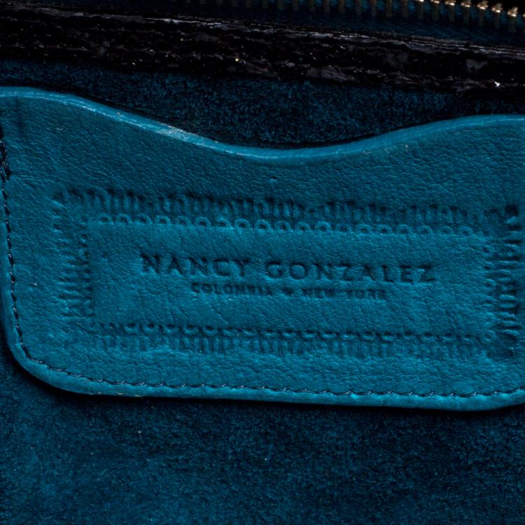 Pre Owned Nancy Gonzalez Black Glitter Python Crossbody Bag