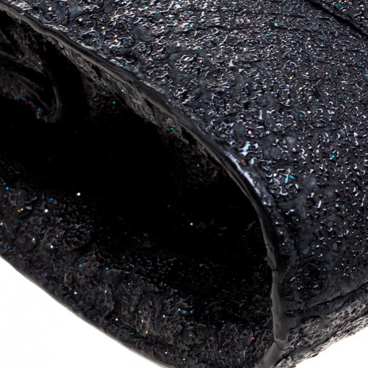 Pre Owned Nancy Gonzalez Black Glitter Python Crossbody Bag