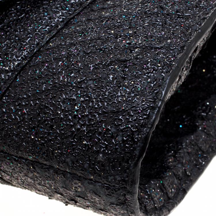 Pre Owned Nancy Gonzalez Black Glitter Python Crossbody Bag