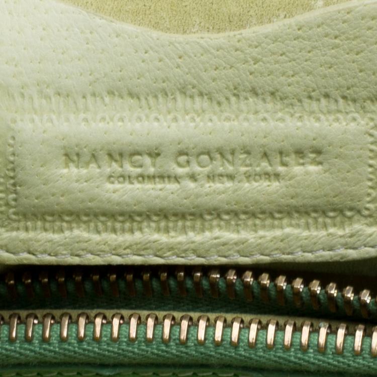 Pre Owned Nancy Gonzalez Green Ostrich Leather Satchel