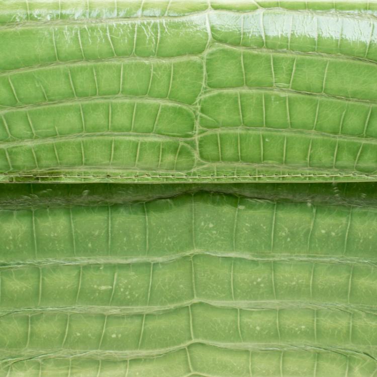 Pre Owned Nancy Gonzalez Kelly Green Crocodile Sherbert Clutch