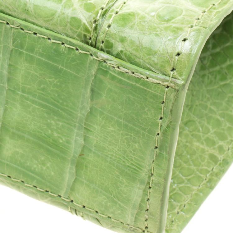 Pre Owned Nancy Gonzalez Kelly Green Crocodile Sherbert Clutch