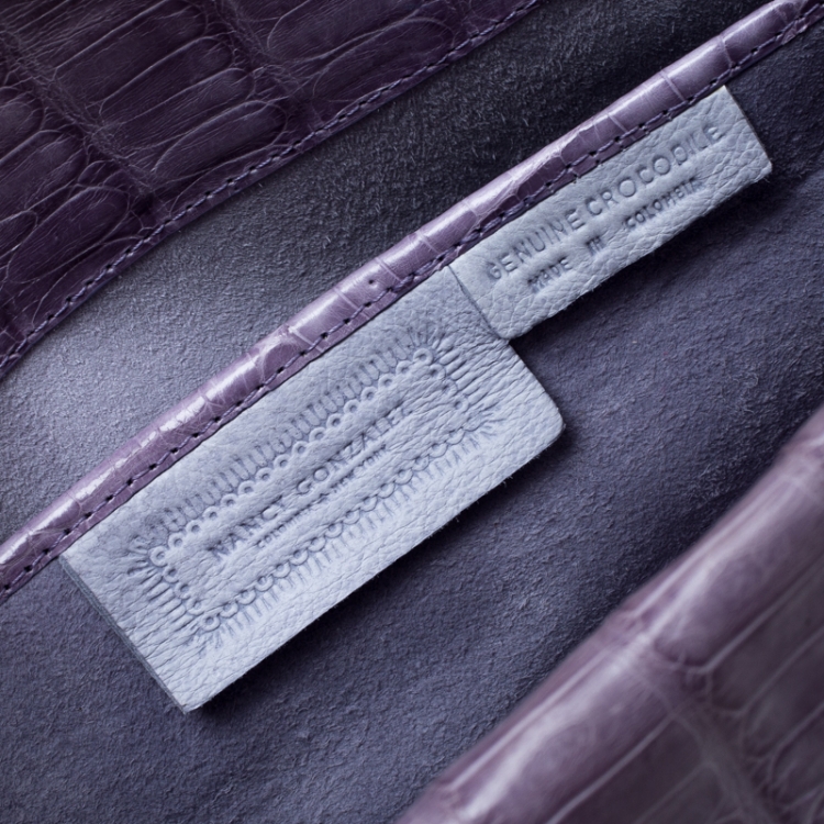 Pre Owned Nancy Gonzalez Purple Crocodile Clutch
