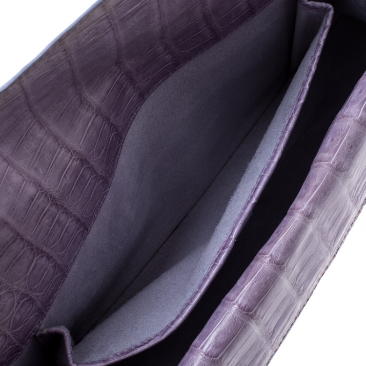 Pre Owned Nancy Gonzalez Purple Crocodile Clutch