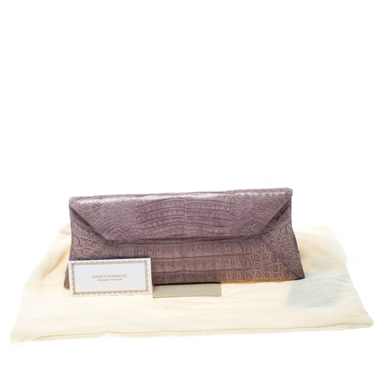 Pre Owned Nancy Gonzalez Purple Crocodile Clutch