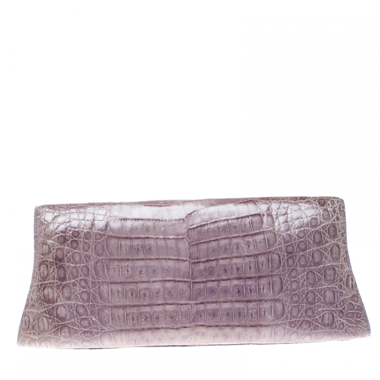 Pre Owned Nancy Gonzalez Purple Crocodile Clutch