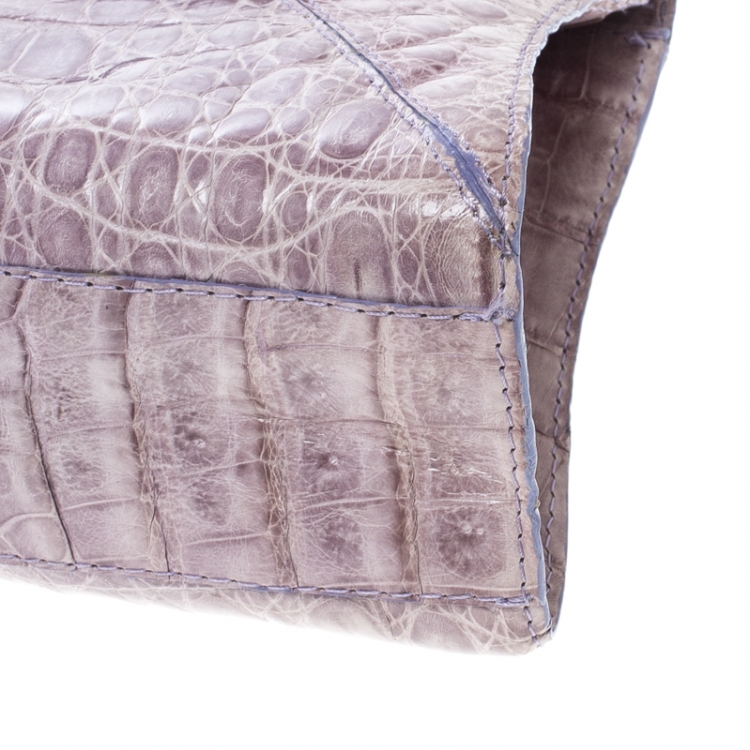 Pre Owned Nancy Gonzalez Purple Crocodile Clutch