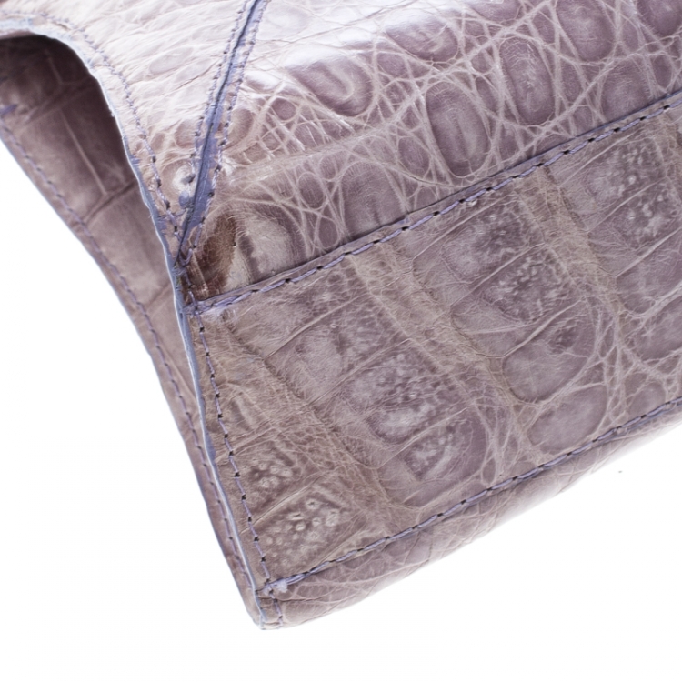 Pre Owned Nancy Gonzalez Purple Crocodile Clutch