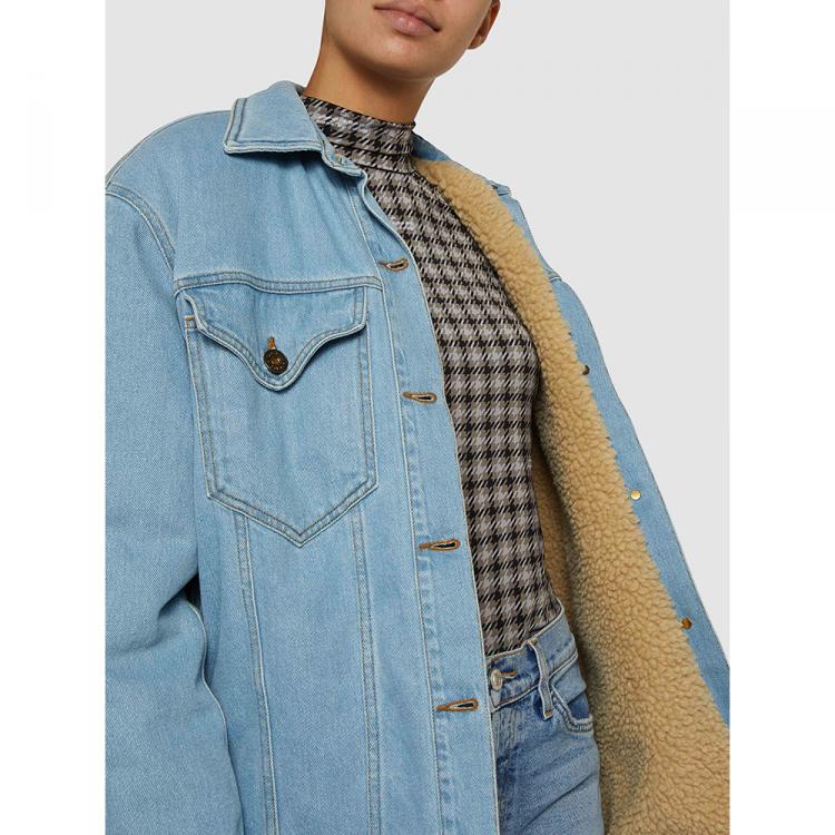 Pre Owned NANUSHKA LIGHT DENIM Nusta Faux-Shearling Lined Denim Jacket M