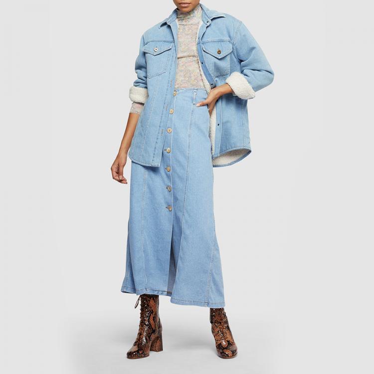 Pre Owned NANUSHKA LIGHT DENIM Nusta Faux-Shearling Lined Denim Jacket M