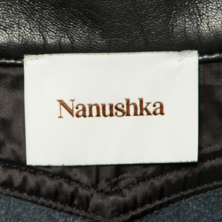 Pre Owned Nanushka Black Faux Leather Zelda High Waist Trousers M