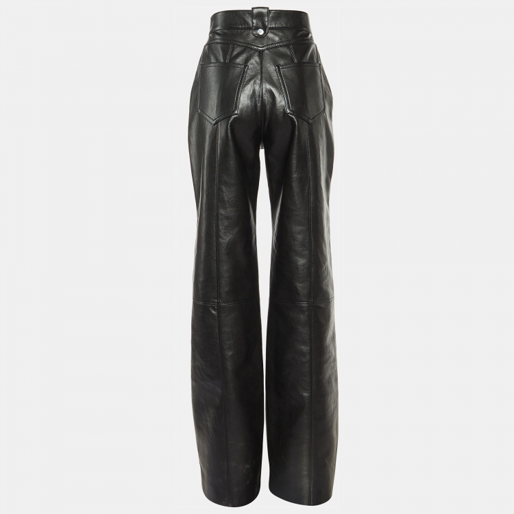 Pre Owned Nanushka Black Faux Leather Zelda High Waist Trousers M