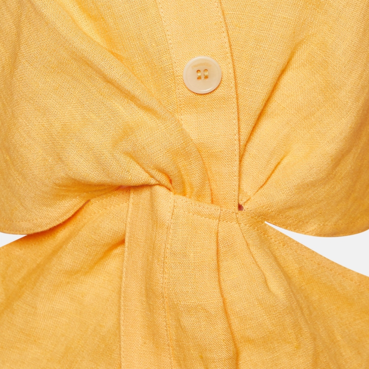 مملوكة مسبقًا Nanushka Orange Linen Rasha Cut-Out Blouse M 