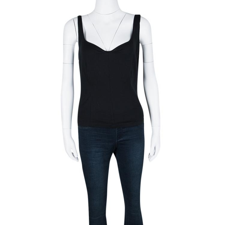 Pre Owned Narciso Rodriguez Navy Blue Contrast Trim Detail Sleeveless Top M
