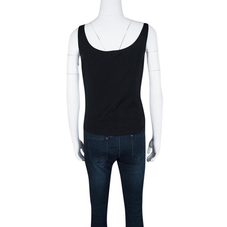 Pre Owned Narciso Rodriguez Navy Blue Contrast Trim Detail Sleeveless Top M