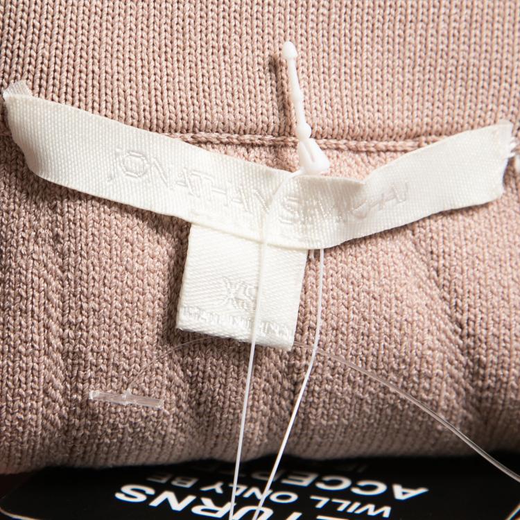 مملوكة مسبقًا Jonathan Simkhai Blush Pink Textured Intarsia Knit Midi Pencil Skirt XS