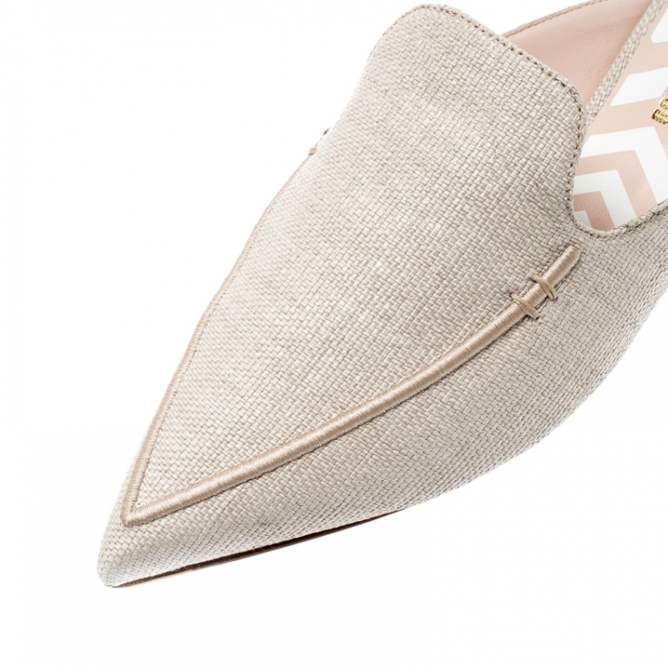 مملوكة مسبقًا Nicholas Kirkwood Beige Raffia Beya Pointed Toe Flats Size 41