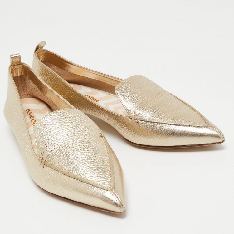 Pre Owned Nicholas Kirkwood Metallic Leather Beya Loafers Size 41 