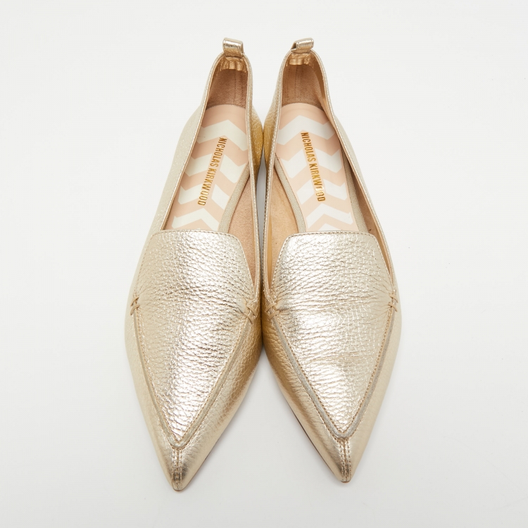 Pre Owned Nicholas Kirkwood Metallic Leather Beya Loafers Size 41 