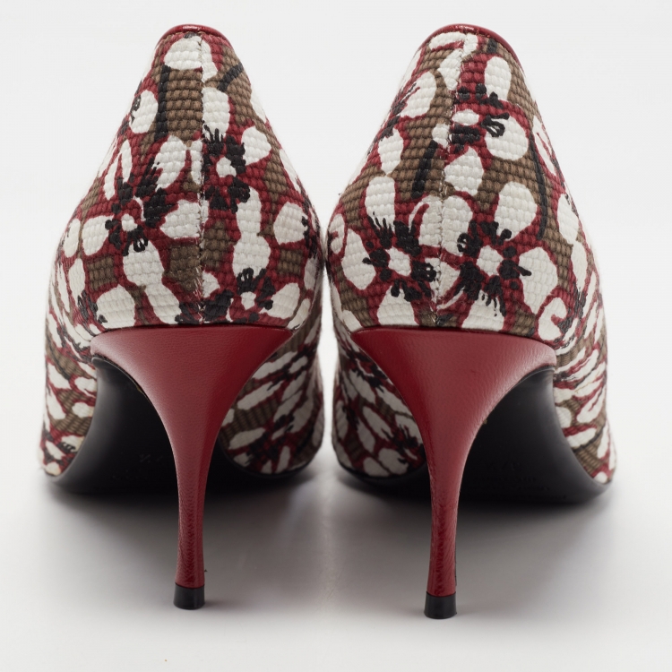 Pre Owned Nicholas Kirkwood Tricolor Floral Print Canvas Pointed Toe Pumps Size 37.5