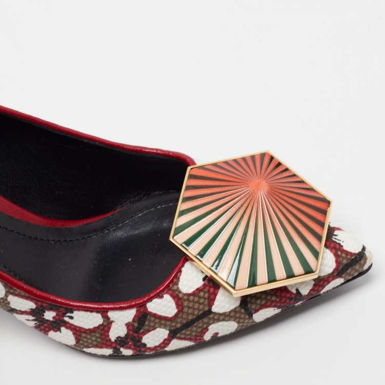 Pre Owned Nicholas Kirkwood Tricolor Floral Print Canvas Pointed Toe Pumps Size 37.5