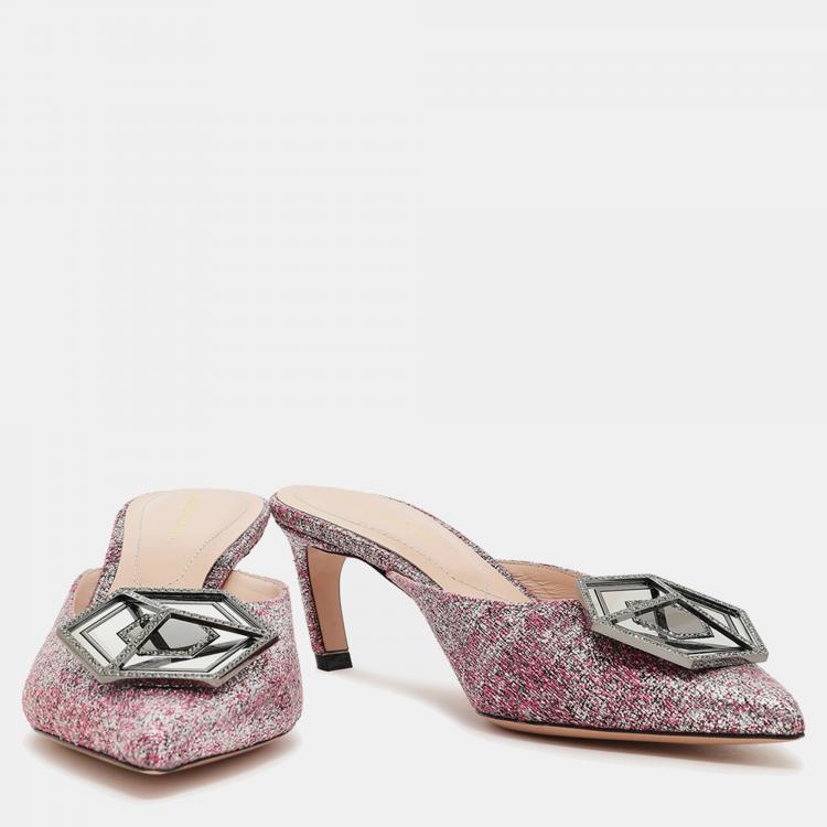 Pre Owned Nicholas Kirkwood Multicolor Pointed Toe Mid Heel Mules 38