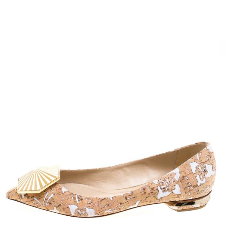 Pre Owned Nicholas Kirkwood Cork And Faille Eden Pointed Toe Flats Size 39