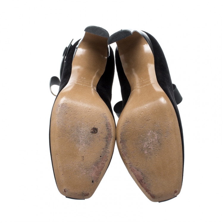Pre Owned Nicholas Kirkwood Black Suede T Strap Pumps Size 39