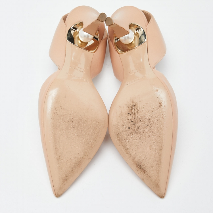 Pre Owned Nicholas Kirkwood Beige Leather Slingback Pumps Size 39 