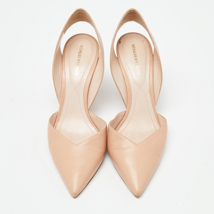 Pre Owned Nicholas Kirkwood Beige Leather Slingback Pumps Size 39 