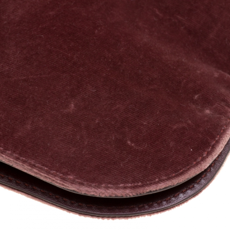 Pre Owned Nina Ricci Burgundy Velvet Elide Clutch