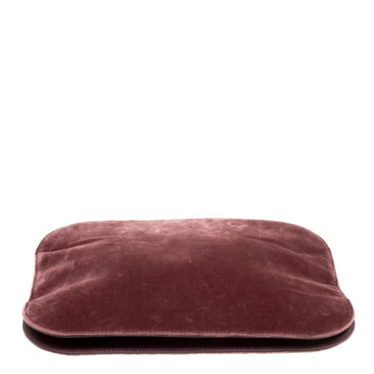 Pre Owned Nina Ricci Burgundy Velvet Elide Clutch