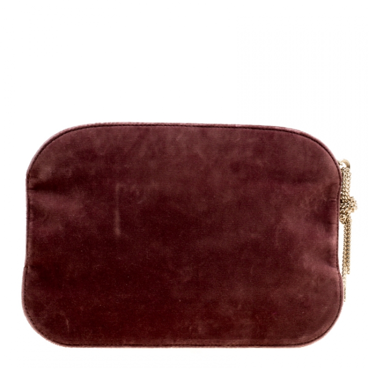 Pre Owned Nina Ricci Burgundy Velvet Elide Clutch