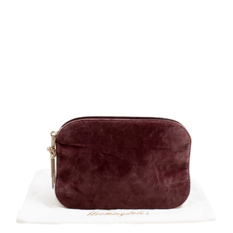 Pre Owned Nina Ricci Burgundy Velvet Elide Clutch