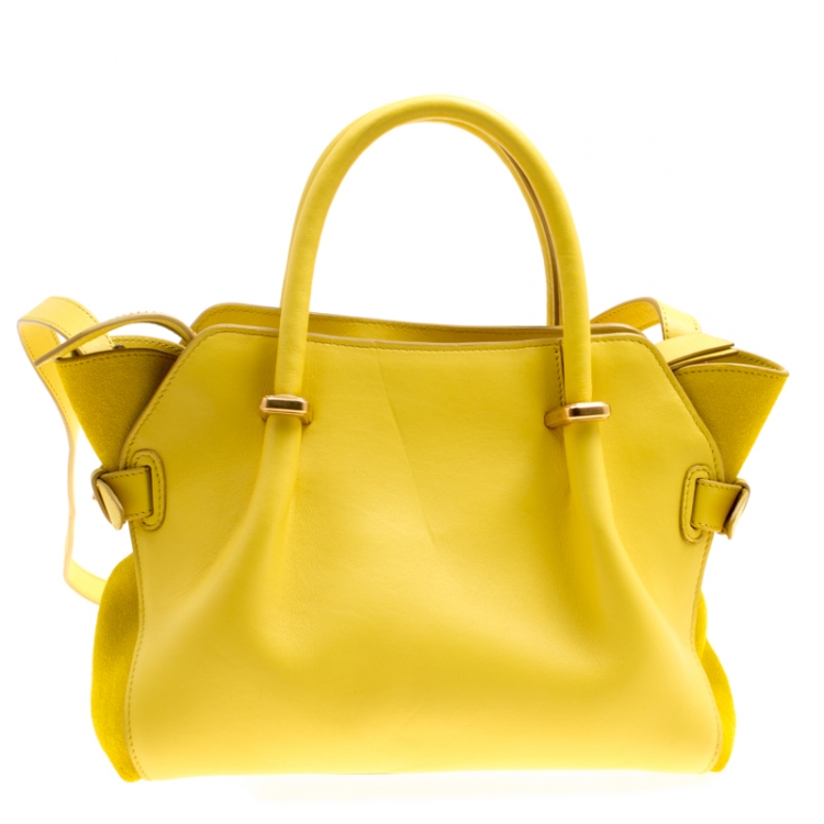 Pre Owned Nina Ricci Yellow Leather Small Marche Tote