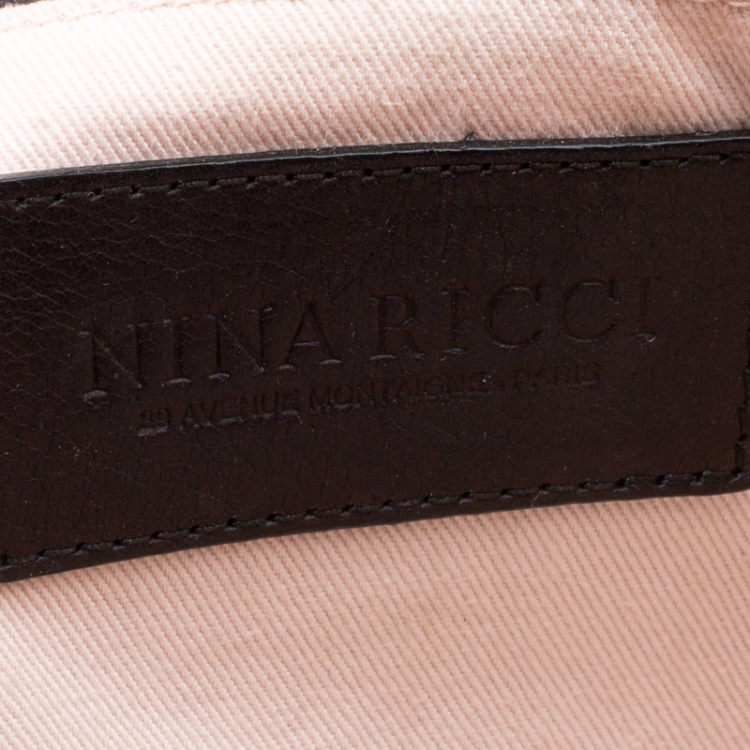 Pre Owned Nina Ricci Metallic Black Leather Flap Shoulder Bag
