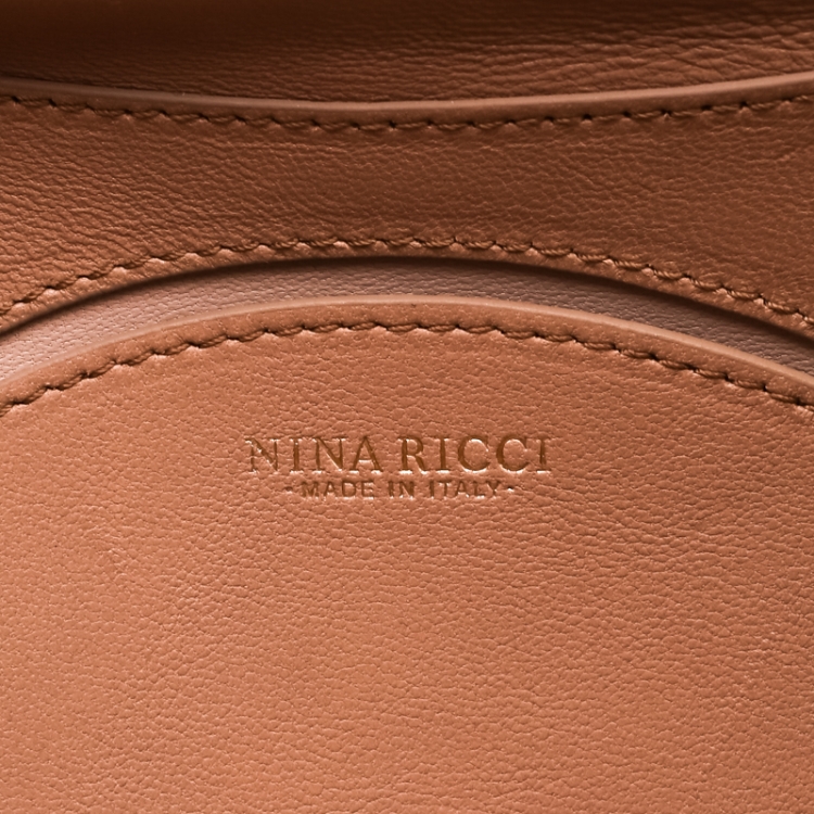 Pre Owned Nina Ricci Dark Beige Leather Arc Clutch