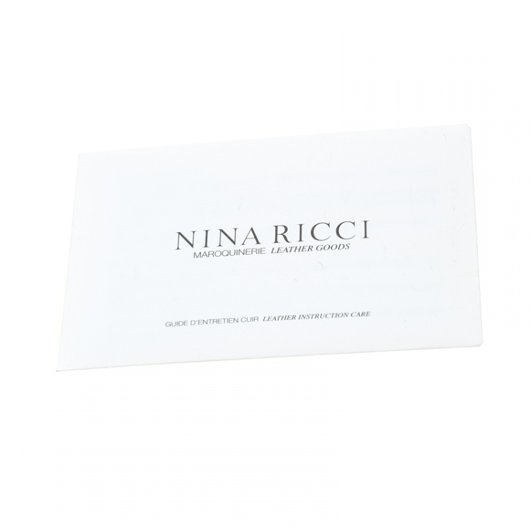 Pre Owned Nina Ricci Dark Beige Leather Arc Clutch