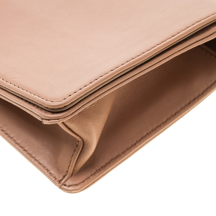 Pre Owned Nina Ricci Dark Beige Leather Arc Clutch