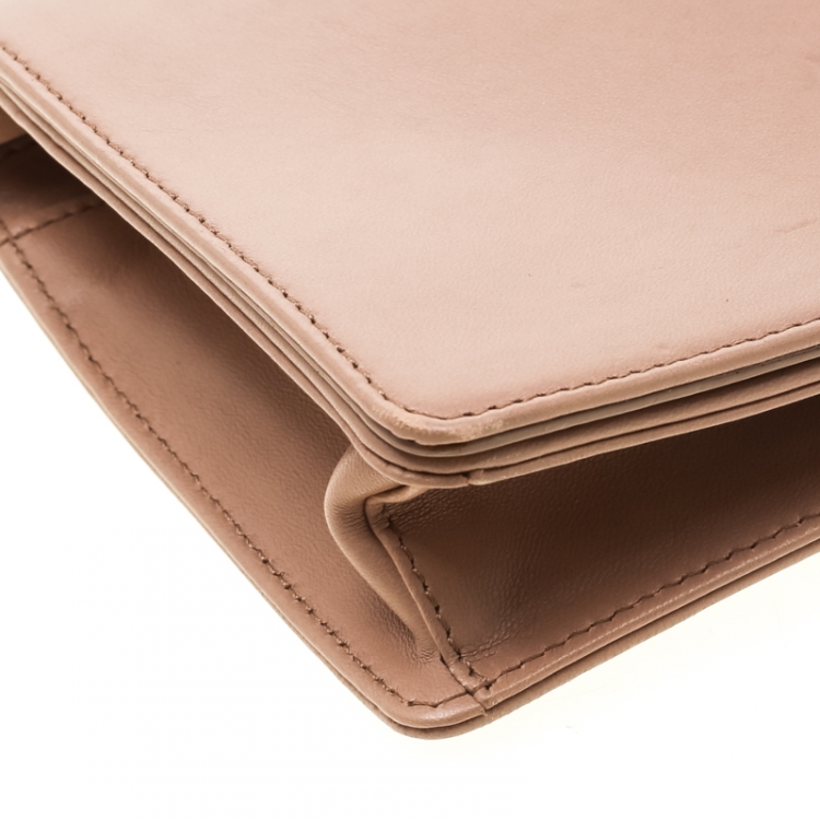 Pre Owned Nina Ricci Dark Beige Leather Arc Clutch