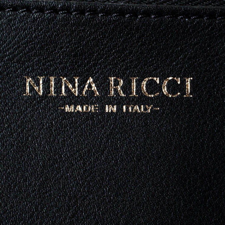 Pre Owned Nina Ricci Black Leather and Suede Medium Marche Tote