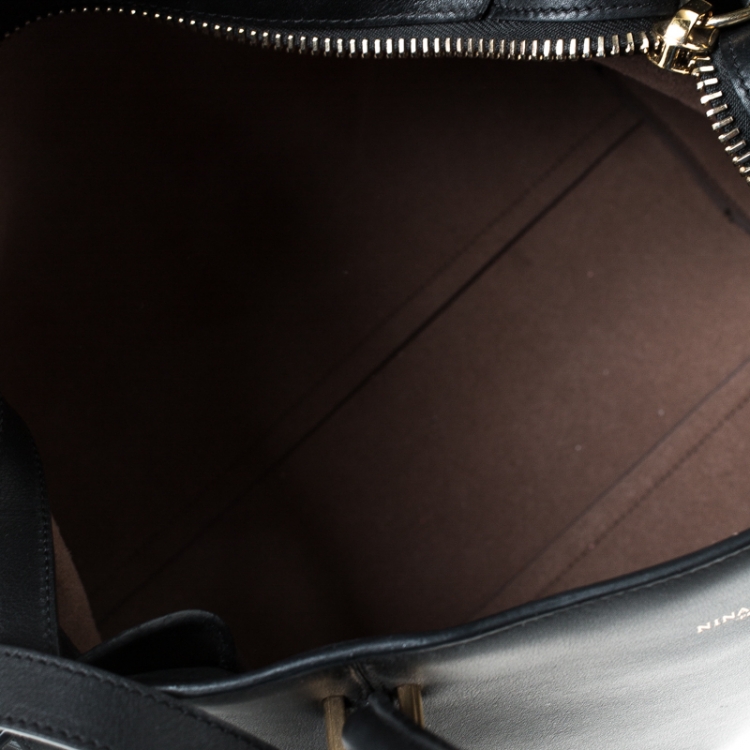 Pre Owned Nina Ricci Black Leather and Suede Medium Marche Tote