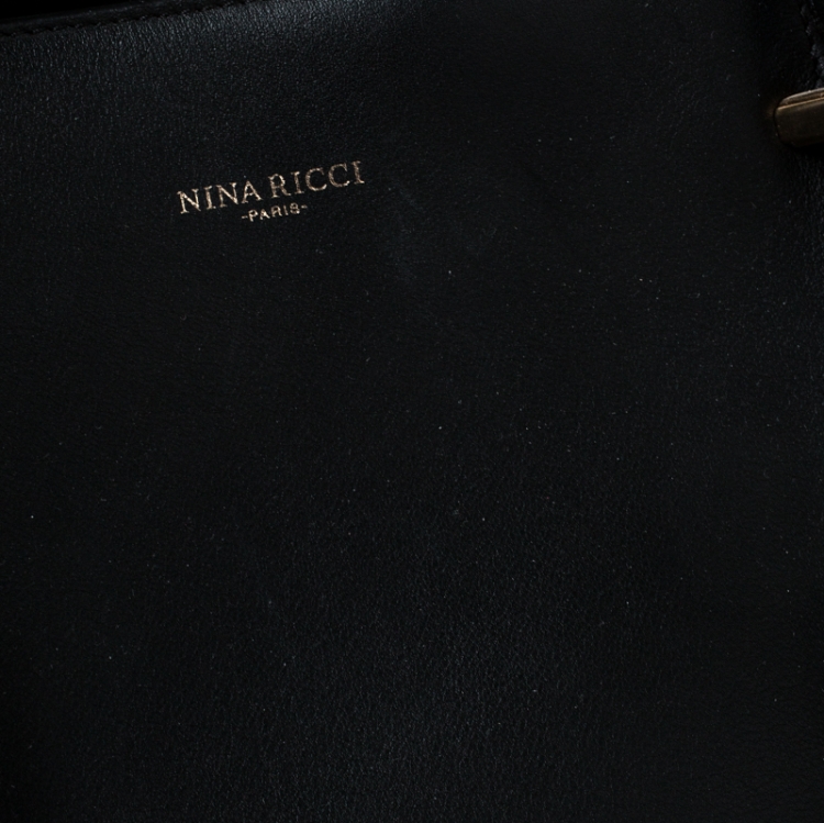Pre Owned Nina Ricci Black Leather and Suede Medium Marche Tote