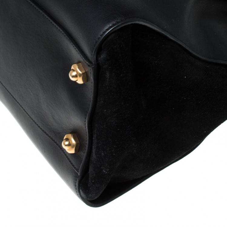 Pre Owned Nina Ricci Black Leather and Suede Medium Marche Tote